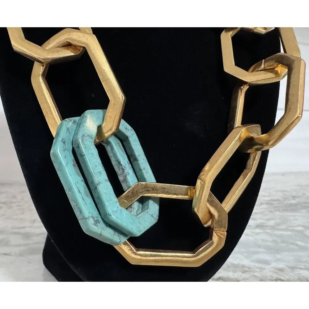 Oscar de la Renta MCM Huge Gold Tone Chain Link Necklace